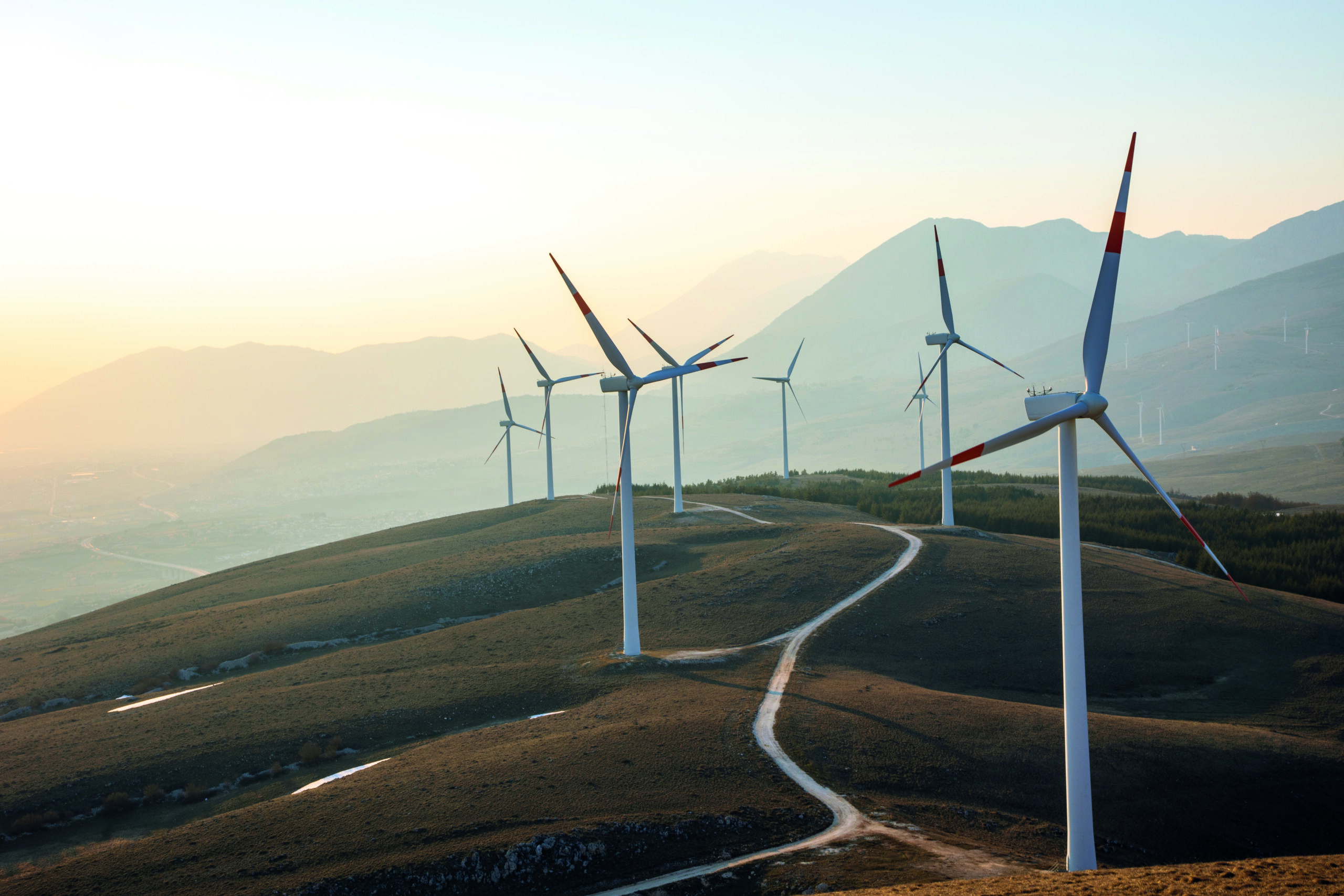 Natural technology of a wind farm with the clouds located in the